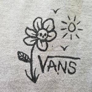 Vans Grey Skull Flower Med Classic Fit Long Sleeve